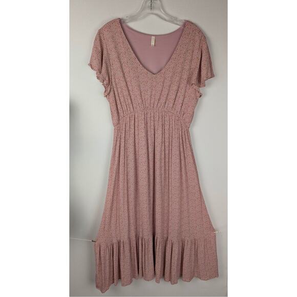 Pink blush flowing dress large
Prairie muted pink print flutter sleeve B 39" EUC - Picture 9 of 10